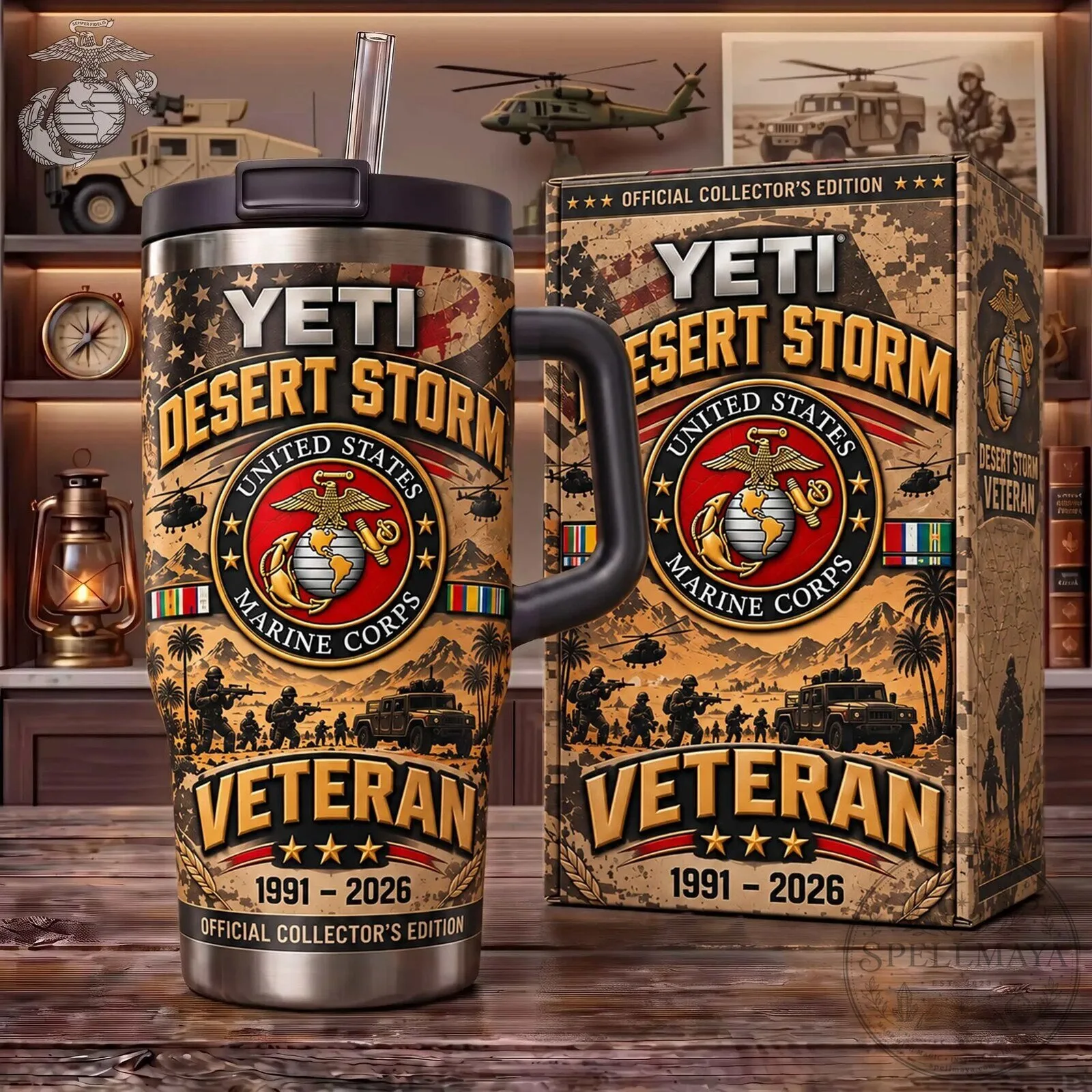 1991-2026 Desert Storm Veteran Stainless Steel Tumbler for United States Marine Corps