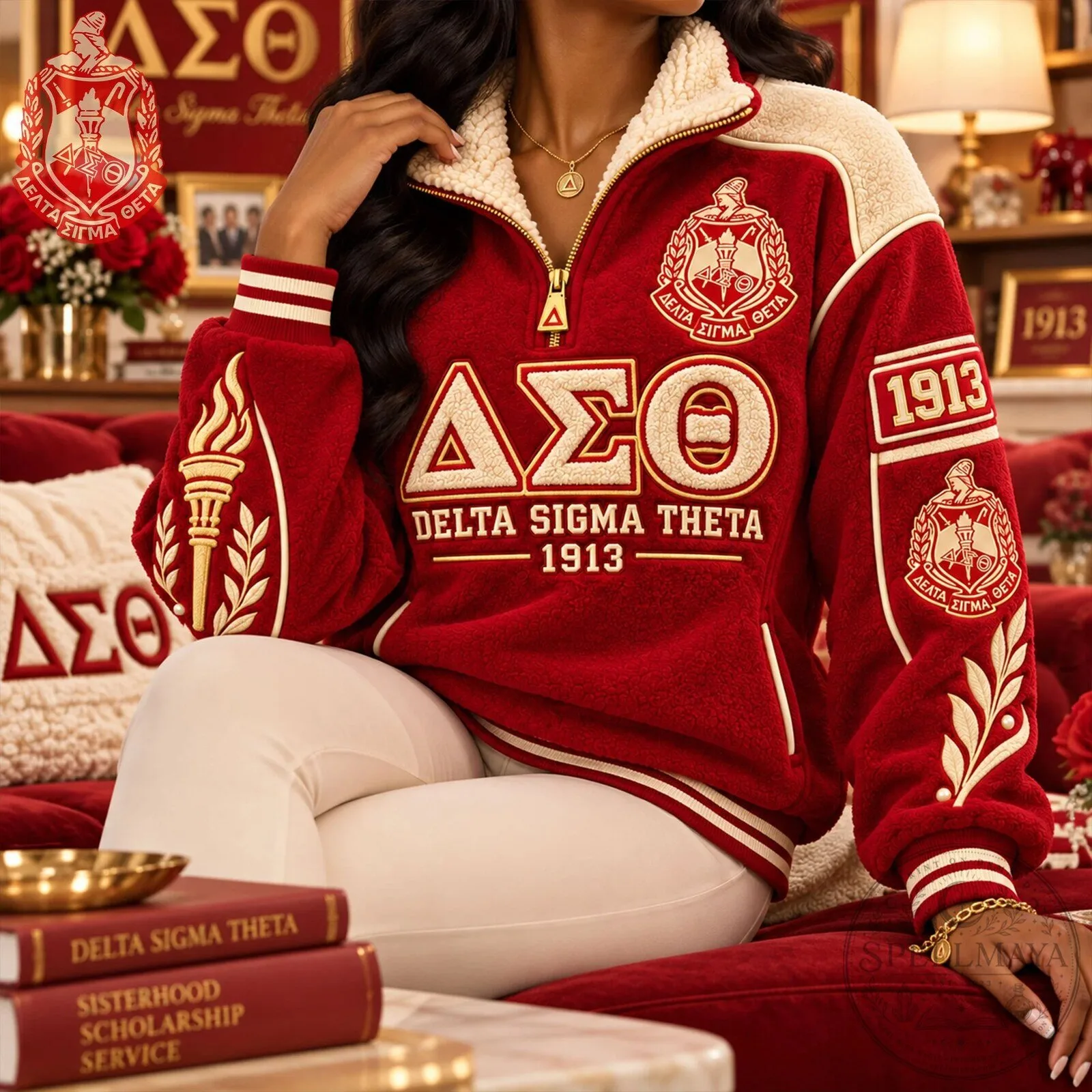 Delta Sigma Theta Sorority 1913 Sherpa Quarter Zip Pullover Sweatshirt 9 Delta Sigma Theta Sorority 1913 Sherpa Quarter Zip Pullover Sweatshirt