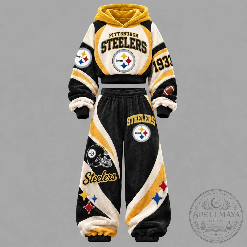Pittsburgh Steelers Vintage Flannel Fleece Hoodie and Sweatpants Set Pittsburgh Steelers Vintage Flannel Fleece Hoodie and Sweatpants Set