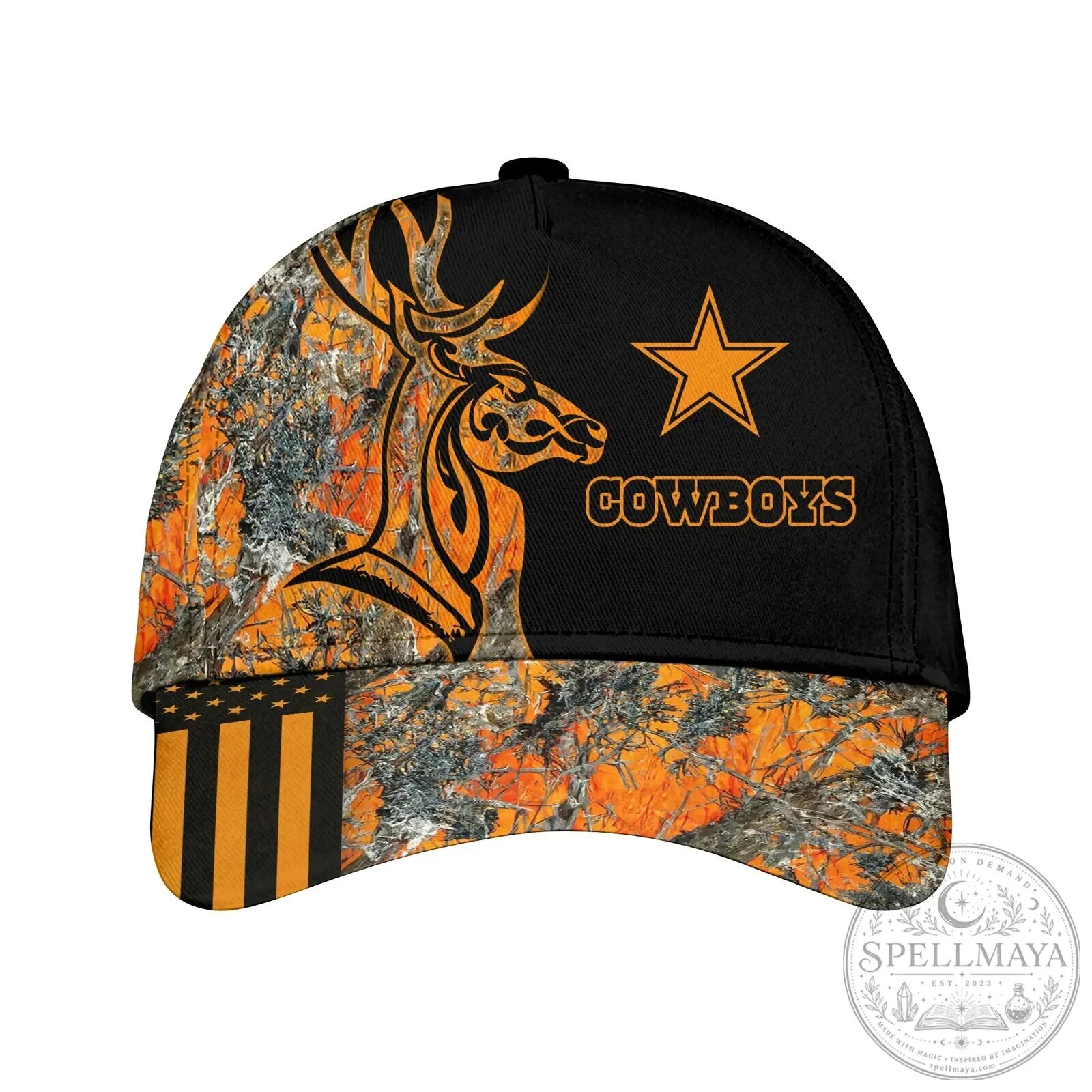 Dallas Cowboys Deer Hunting Camouflage Orange Black Baseball Cap Hat