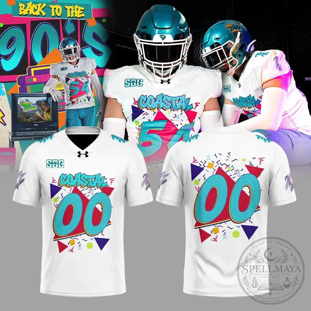 Coastal Carolina Football 90s Throwback White Custom Football Jersey