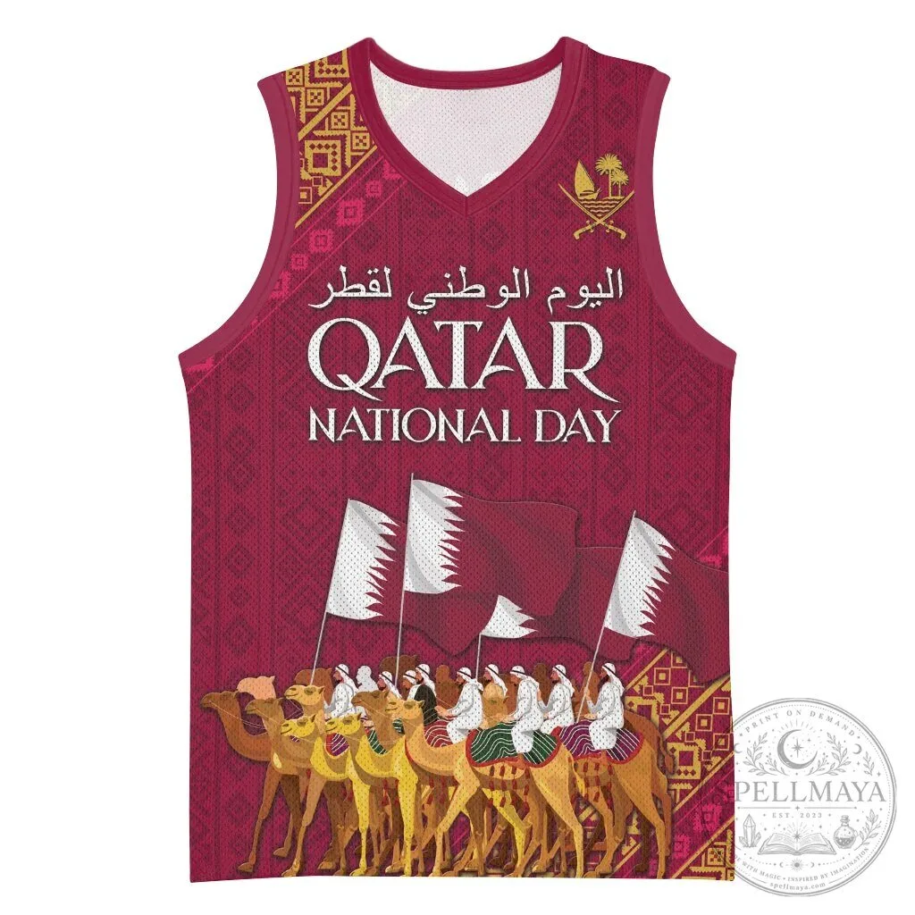 Qatar National Day Celebration Arabian Peninsula Camel Parade Basketball Jersey 2 Qatar National Day Celebration Arabian Peninsula Camel Parade Basketball Jersey