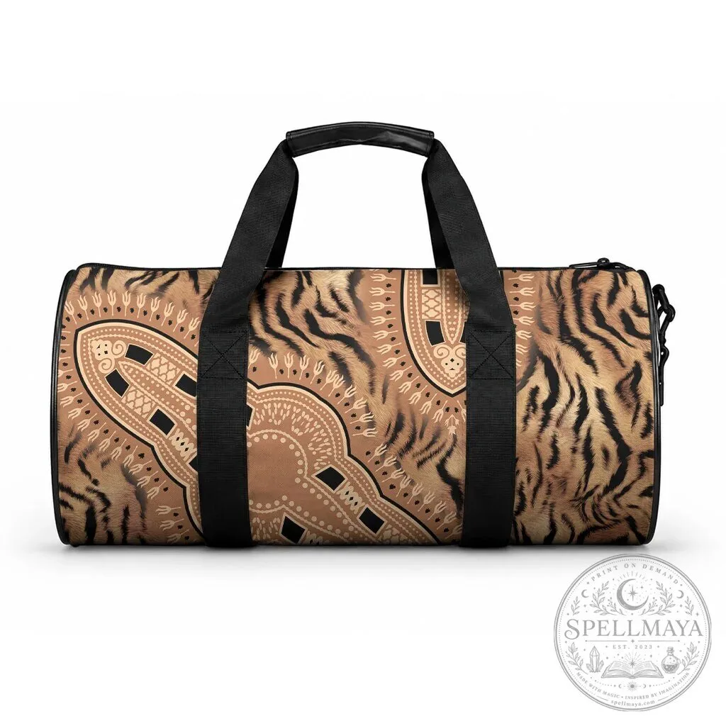African Tiger Mix Dashiki Tribal Pattern Brown Duffle Bag 5 African Tiger Mix Dashiki Tribal Pattern Brown Duffle Bag