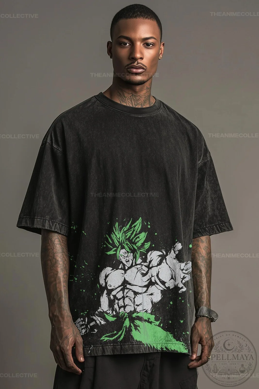 Vintage Washed T-Shirt featuring Legendary Super Saiyan Broly from Dragon Ball Super