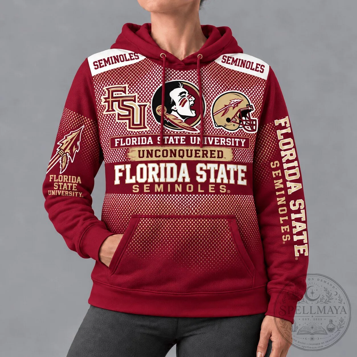 Florida State Seminoles Football Team Logo Red Pattern Hoodie 5 Florida State Seminoles Football Team Logo Red Pattern Hoodie