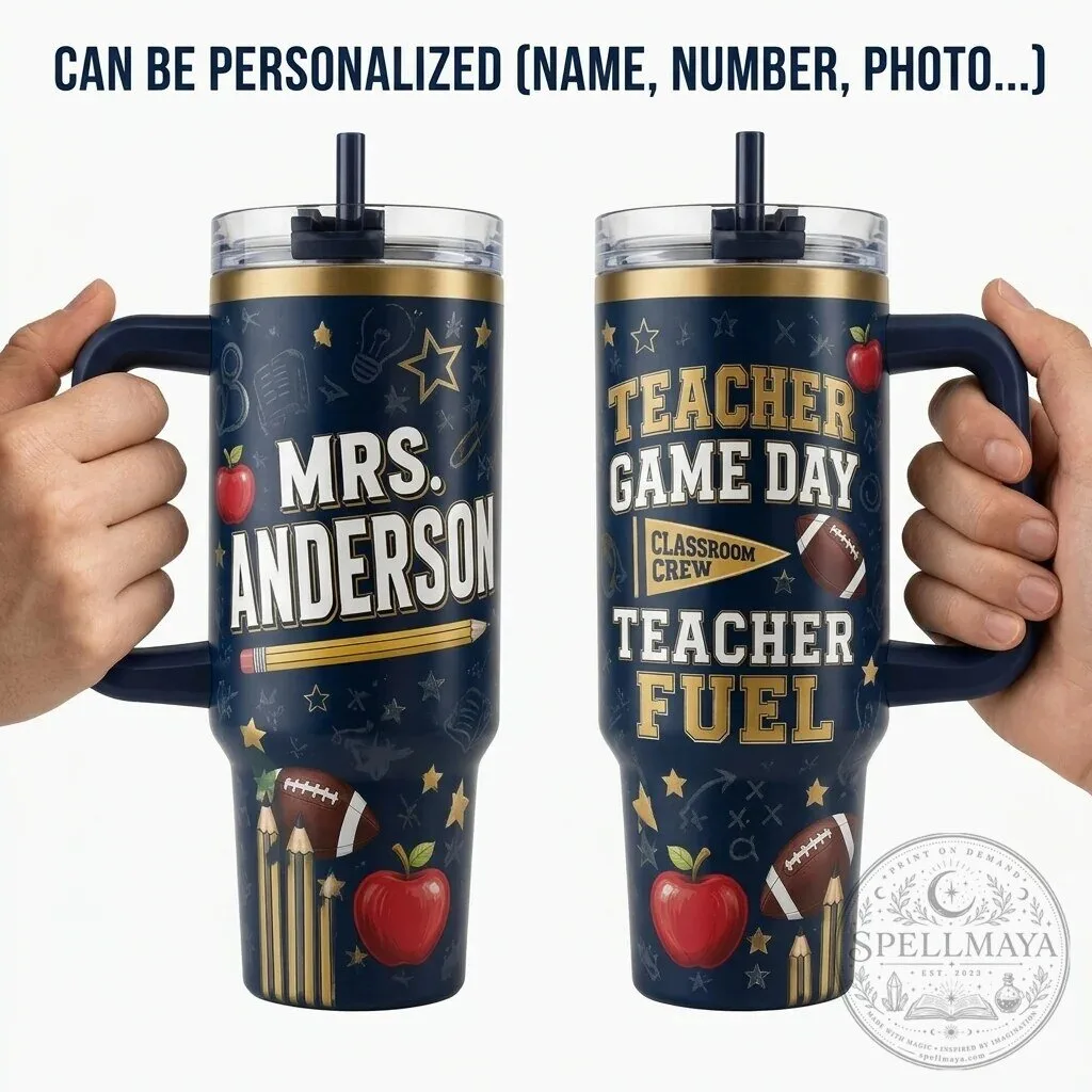 Personalized Teacher Game Day Classroom Crew Custom Name 40oz Tumbler with Handle 5 Personalized Teacher Game Day Classroom Crew Custom Name 40oz Tumbler with Handle