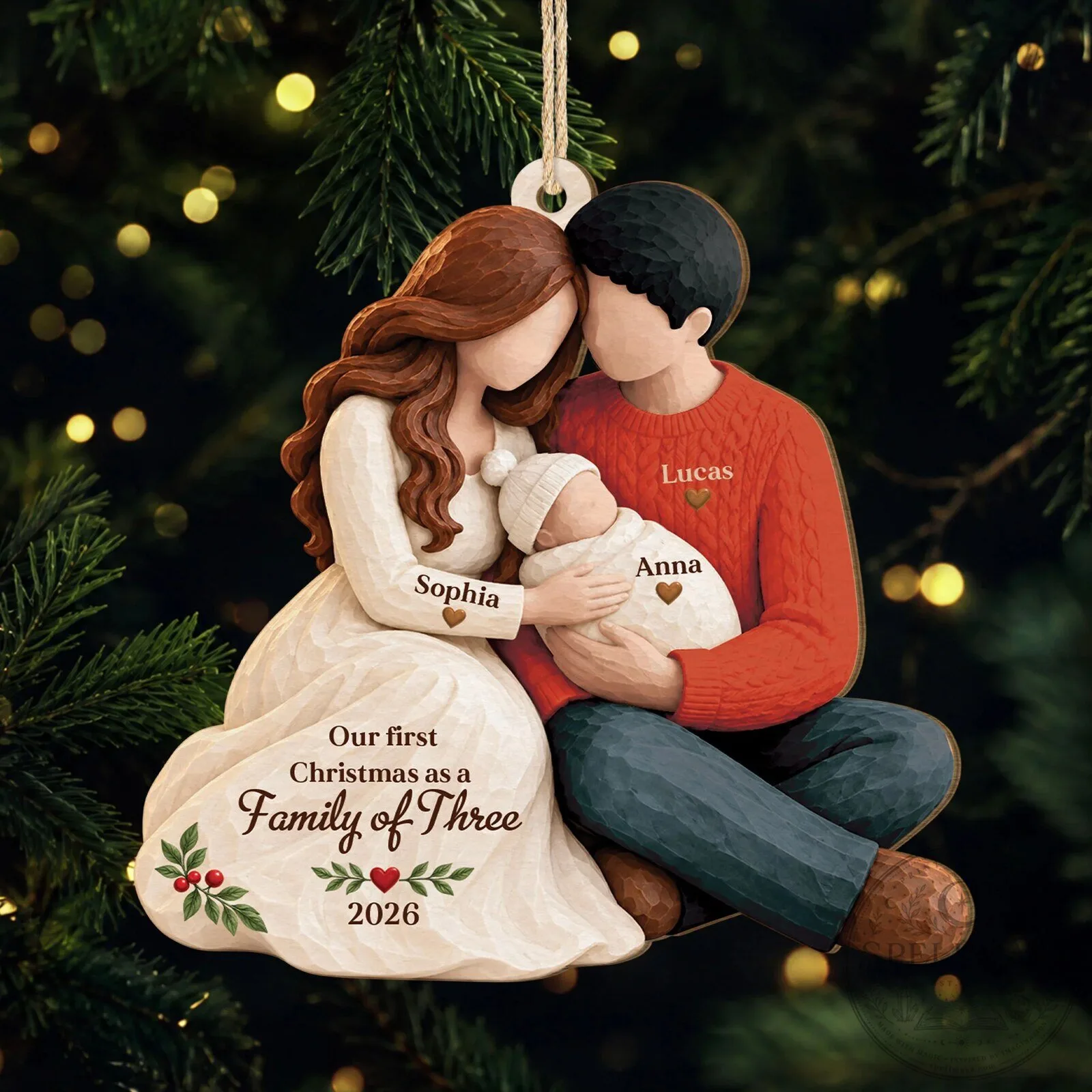 Personalized Ornament for Our First Christmas as a Family of Three