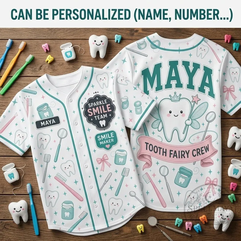 Personalized Tooth Fairy Crew Dental Assistant Baseball Jersey