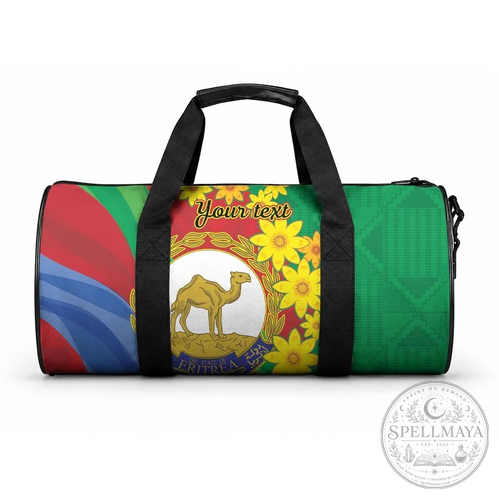 Eritrea Flag Personalized Duffle Bag with Adey Abeba Flowers and Camel 8 Eritrea Flag Personalized Duffle Bag with Adey Abeba Flowers and Camel