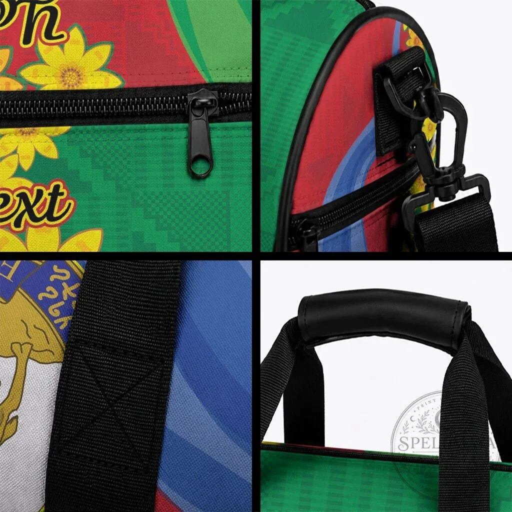 Eritrea Flag Personalized Duffle Bag with Adey Abeba Flowers and Camel 10 Eritrea Flag Personalized Duffle Bag with Adey Abeba Flowers and Camel
