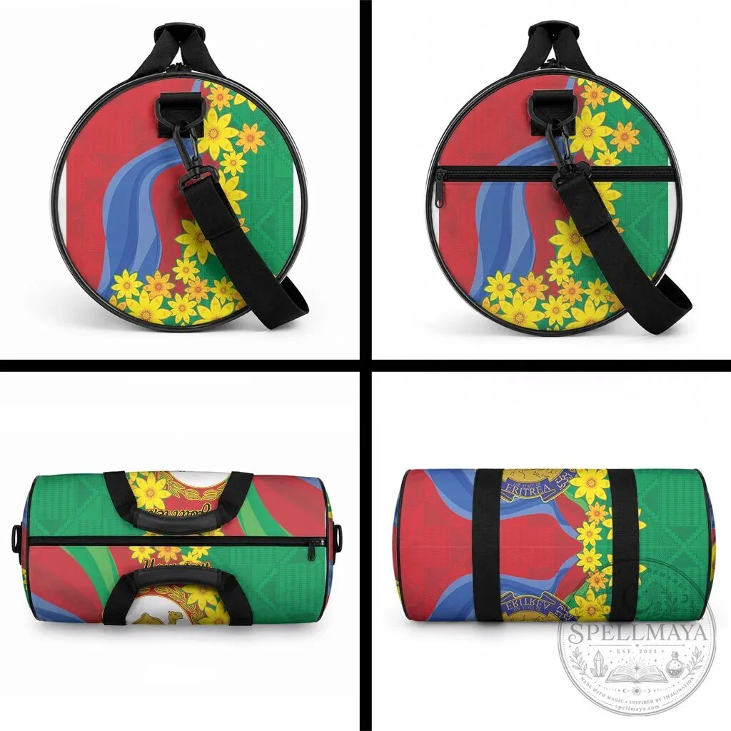 Eritrea Flag Personalized Duffle Bag with Adey Abeba Flowers and Camel 11 Eritrea Flag Personalized Duffle Bag with Adey Abeba Flowers and Camel