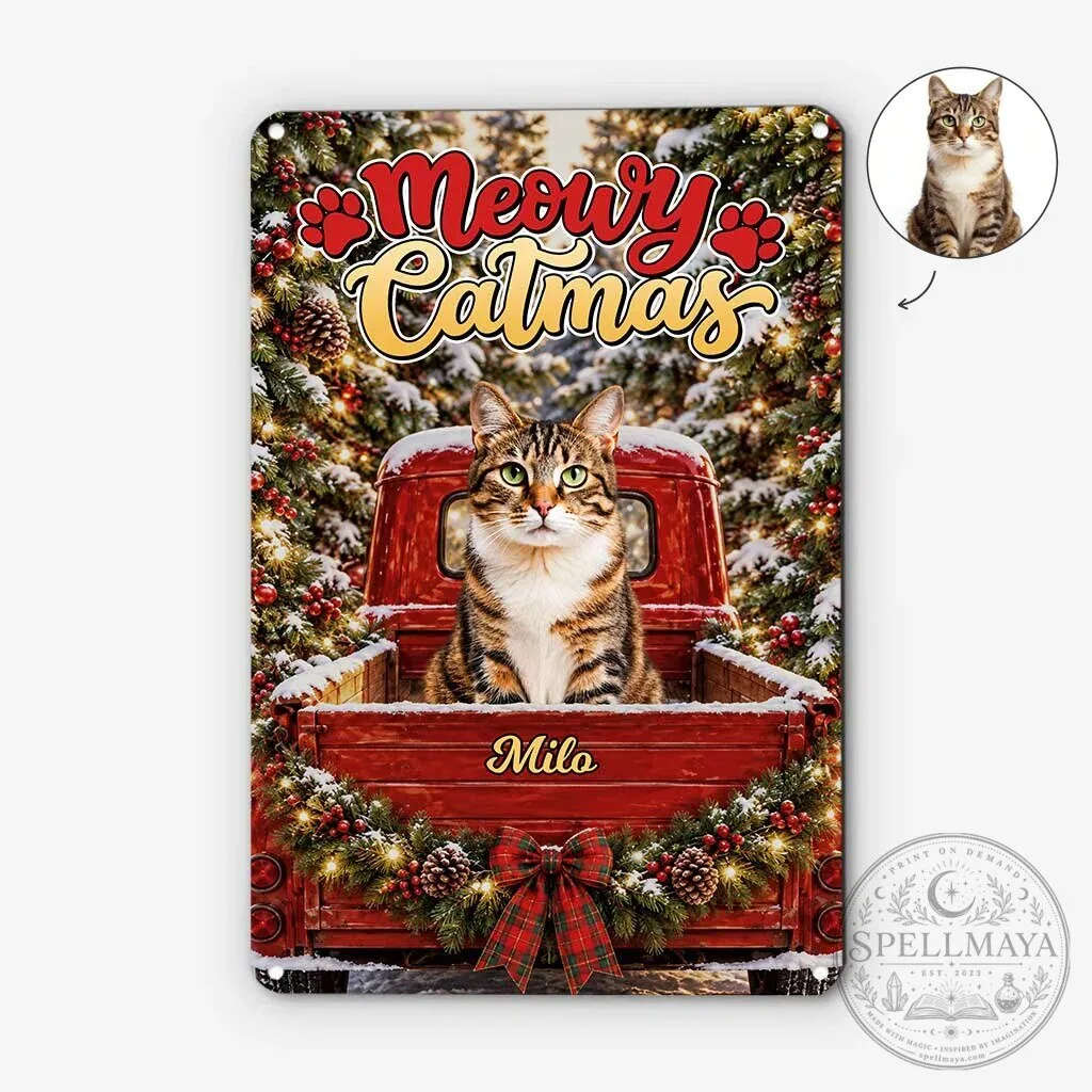 Personalized Merry Woofmas Christmas Dogs in Truck Metal Sign 7 Personalized Merry Woofmas Christmas Dogs in Truck Metal Sign