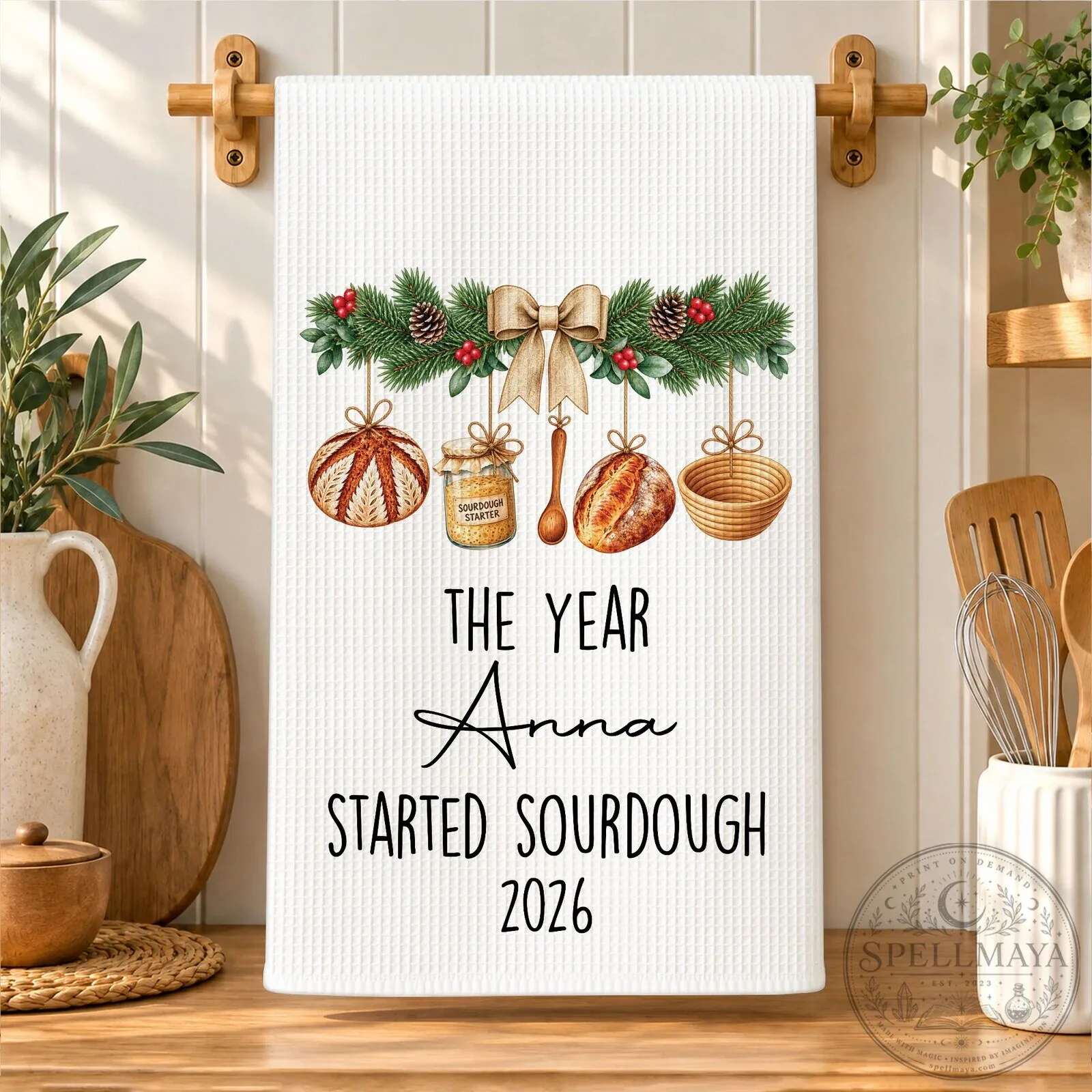 Personalized Sourdough Starter Kitchen Towel, Custom Baker Gift 8 Personalized Sourdough Starter Kitchen Towel, Custom Baker Gift