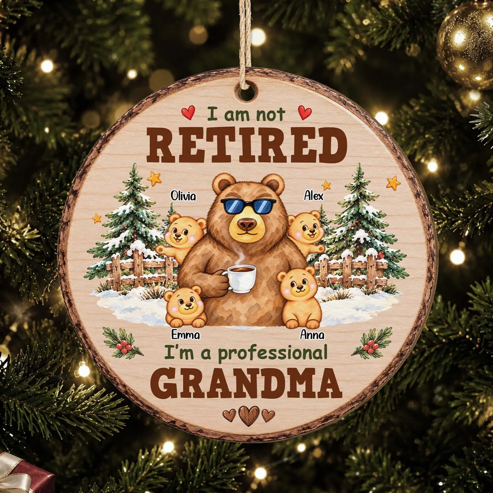 Professional Grandpa Bear with Grandchildren Christmas Tree Ornament 11 Professional Grandpa Bear with Grandchildren Christmas Tree Ornament