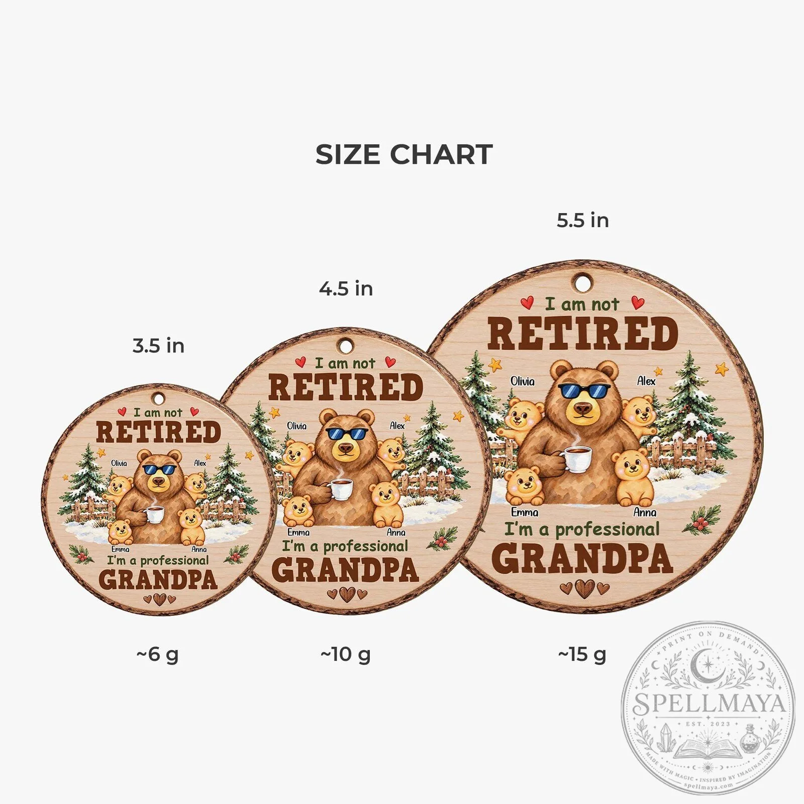 Professional Grandpa Bear with Grandchildren Christmas Tree Ornament 13 Professional Grandpa Bear with Grandchildren Christmas Tree Ornament