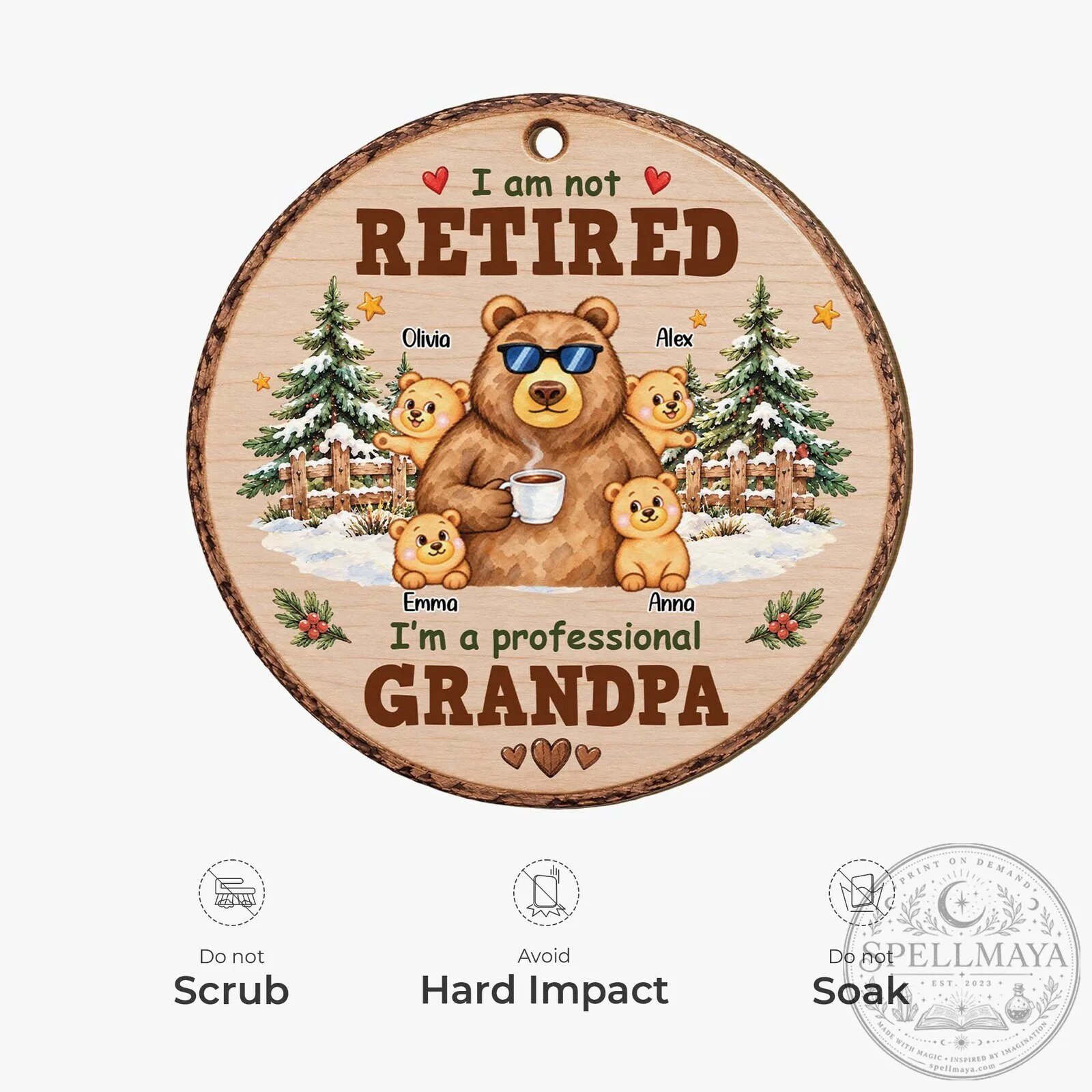 Professional Grandpa Bear with Grandchildren Christmas Tree Ornament 14 Professional Grandpa Bear with Grandchildren Christmas Tree Ornament