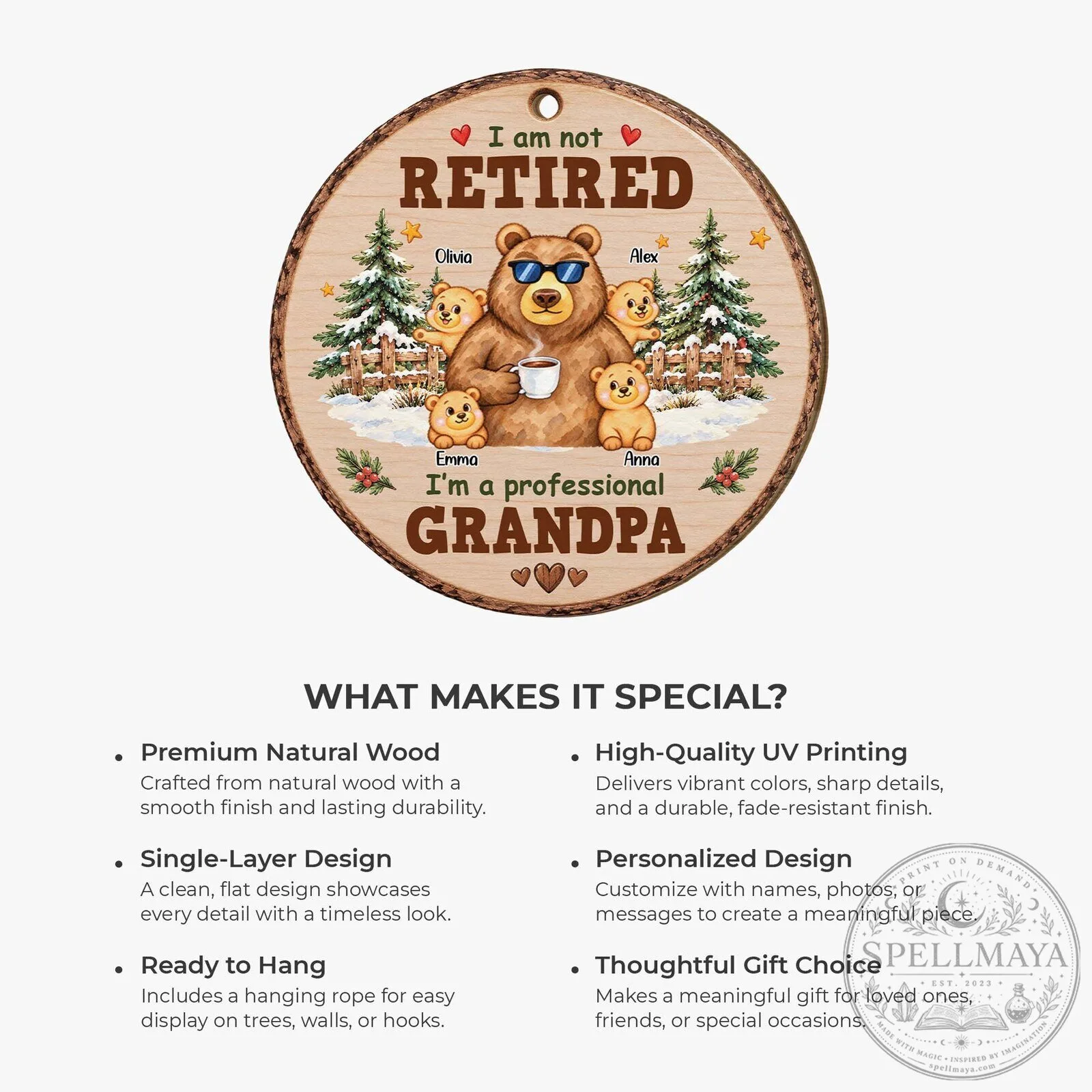 Professional Grandpa Bear with Grandchildren Christmas Tree Ornament 15 Professional Grandpa Bear with Grandchildren Christmas Tree Ornament