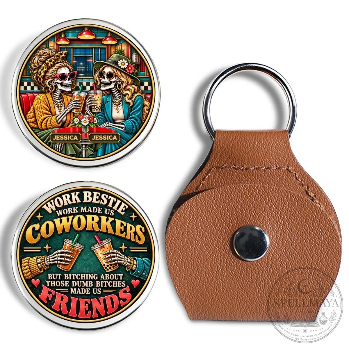 Personalized Work Besties Coworkers Friends Pocket Hug Keychain Gift 16 Personalized Work Besties Coworkers Friends Pocket Hug Keychain Gift