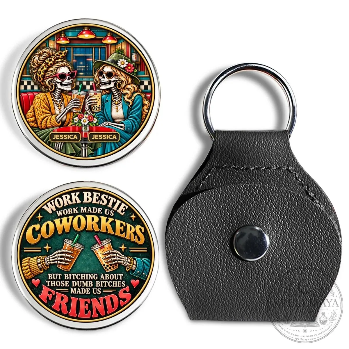 Personalized Work Besties Coworkers Friends Pocket Hug Keychain Gift 17 Personalized Work Besties Coworkers Friends Pocket Hug Keychain Gift