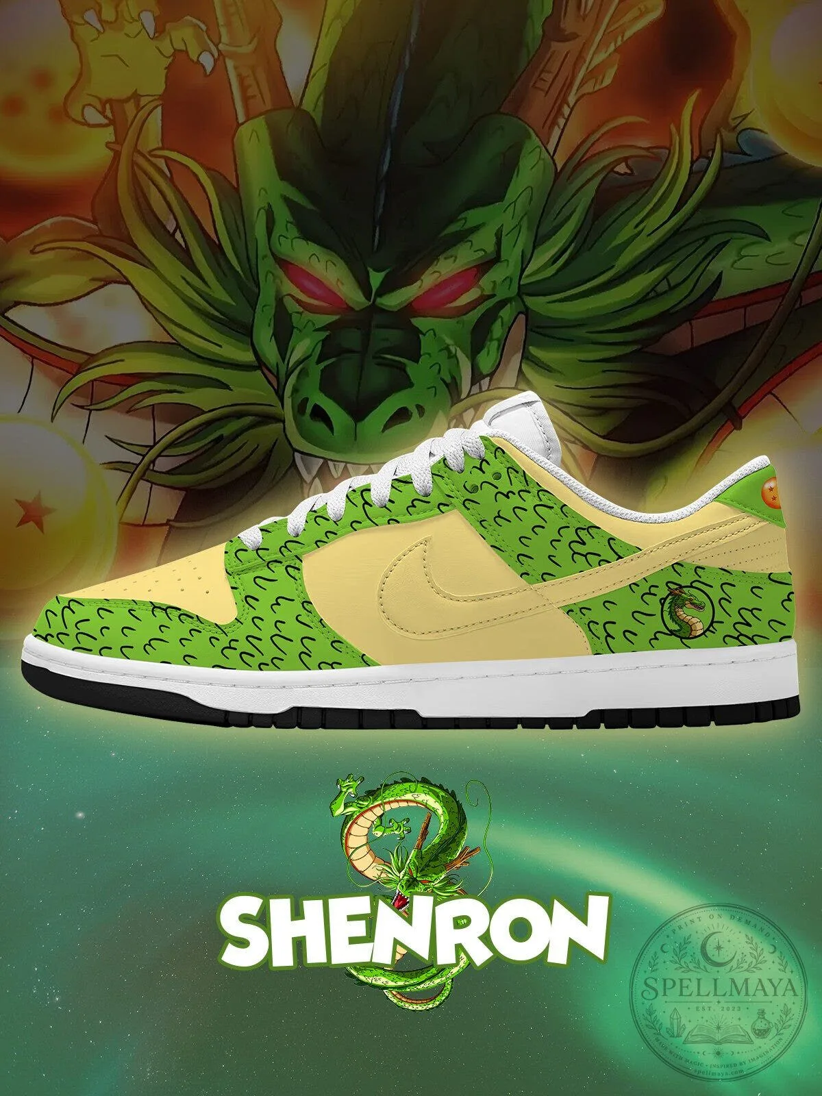 Shenron Dragon Ball Z Anime Custom Court Low Top Sneakers
