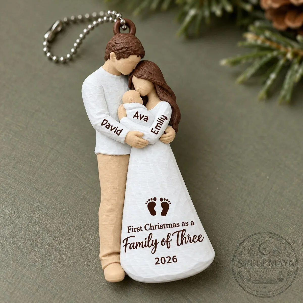 Personalized First Christmas As Family Of Three New Parents Holiday Ornament 36 Personalized First Christmas As Family Of Three New Parents Holiday Ornament