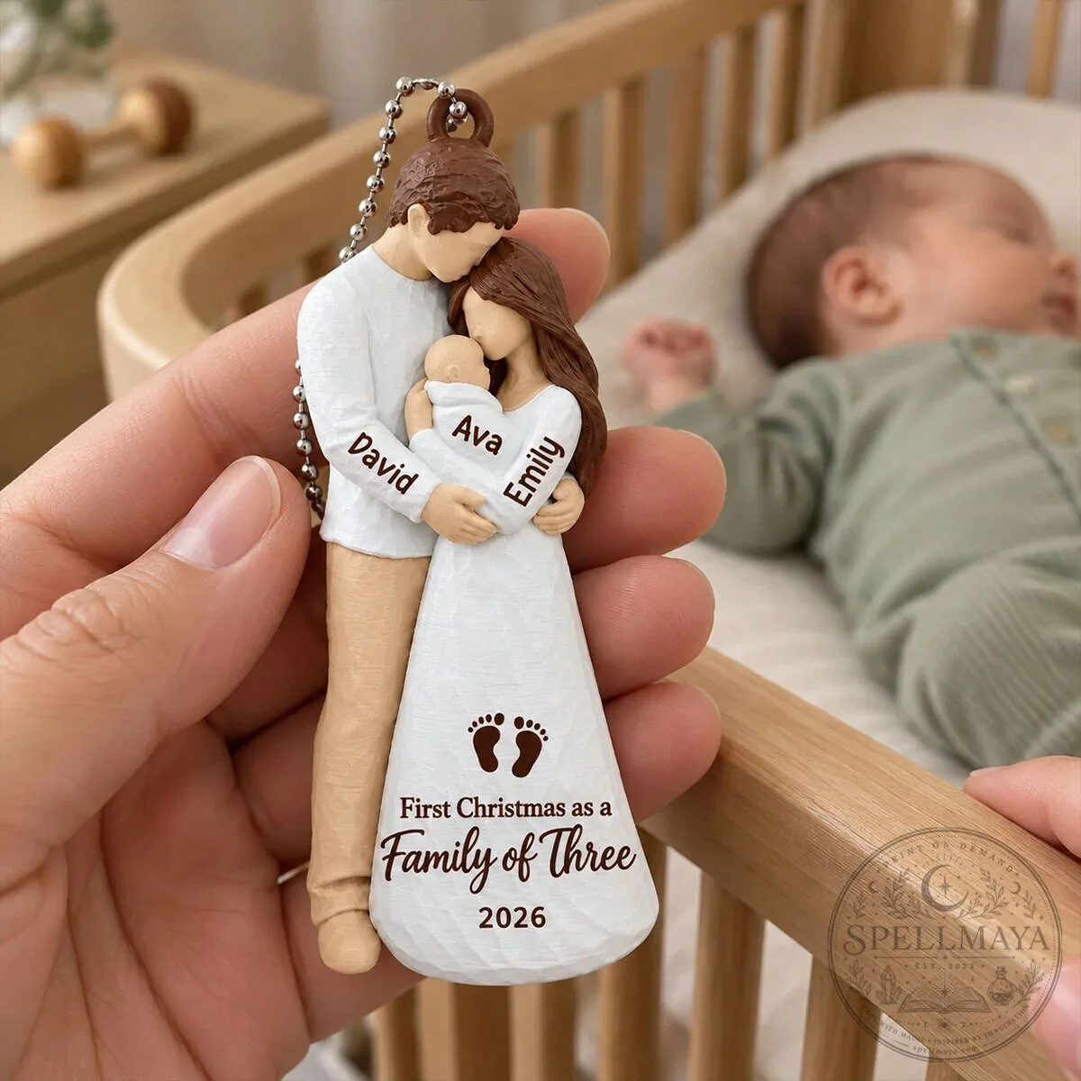 Personalized First Christmas As Family Of Three New Parents Holiday Ornament 38 Personalized First Christmas As Family Of Three New Parents Holiday Ornament