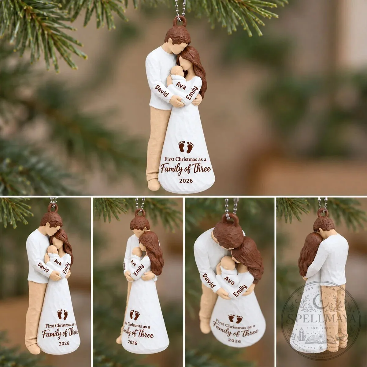 Personalized First Christmas As Family Of Three New Parents Holiday Ornament 39 Personalized First Christmas As Family Of Three New Parents Holiday Ornament