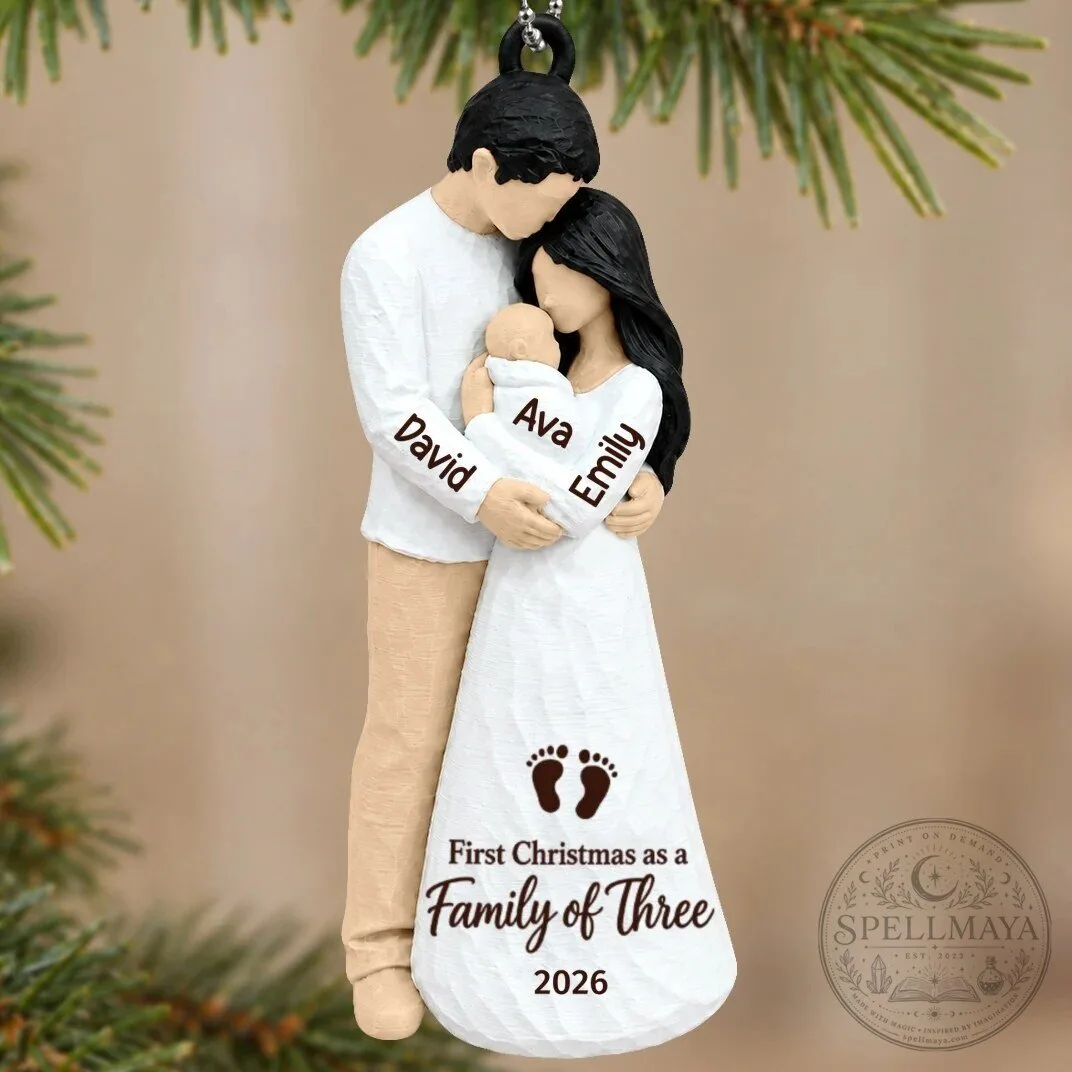 Personalized First Christmas As Family Of Three New Parents Holiday Ornament 41 Personalized First Christmas As Family Of Three New Parents Holiday Ornament