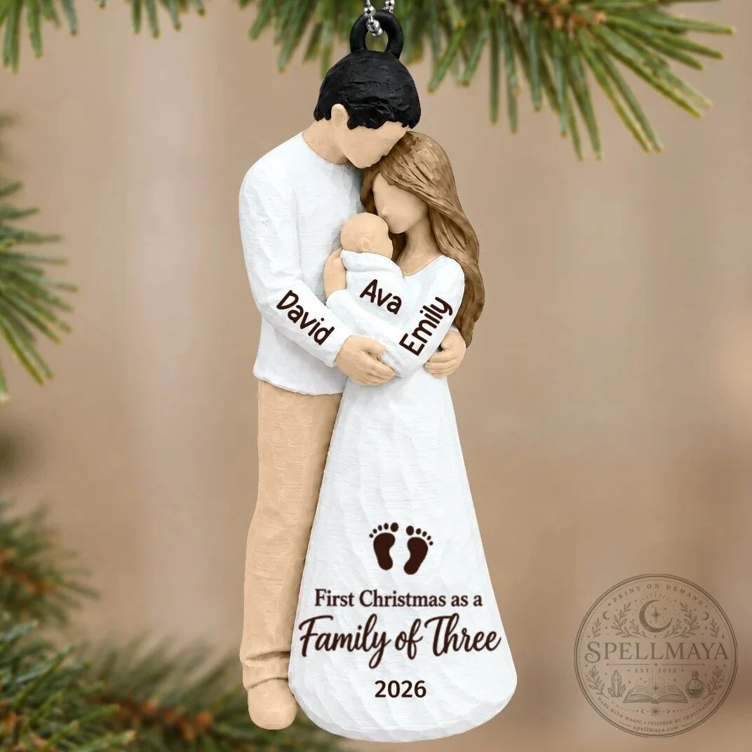 Personalized First Christmas As Family Of Three New Parents Holiday Ornament 42 Personalized First Christmas As Family Of Three New Parents Holiday Ornament