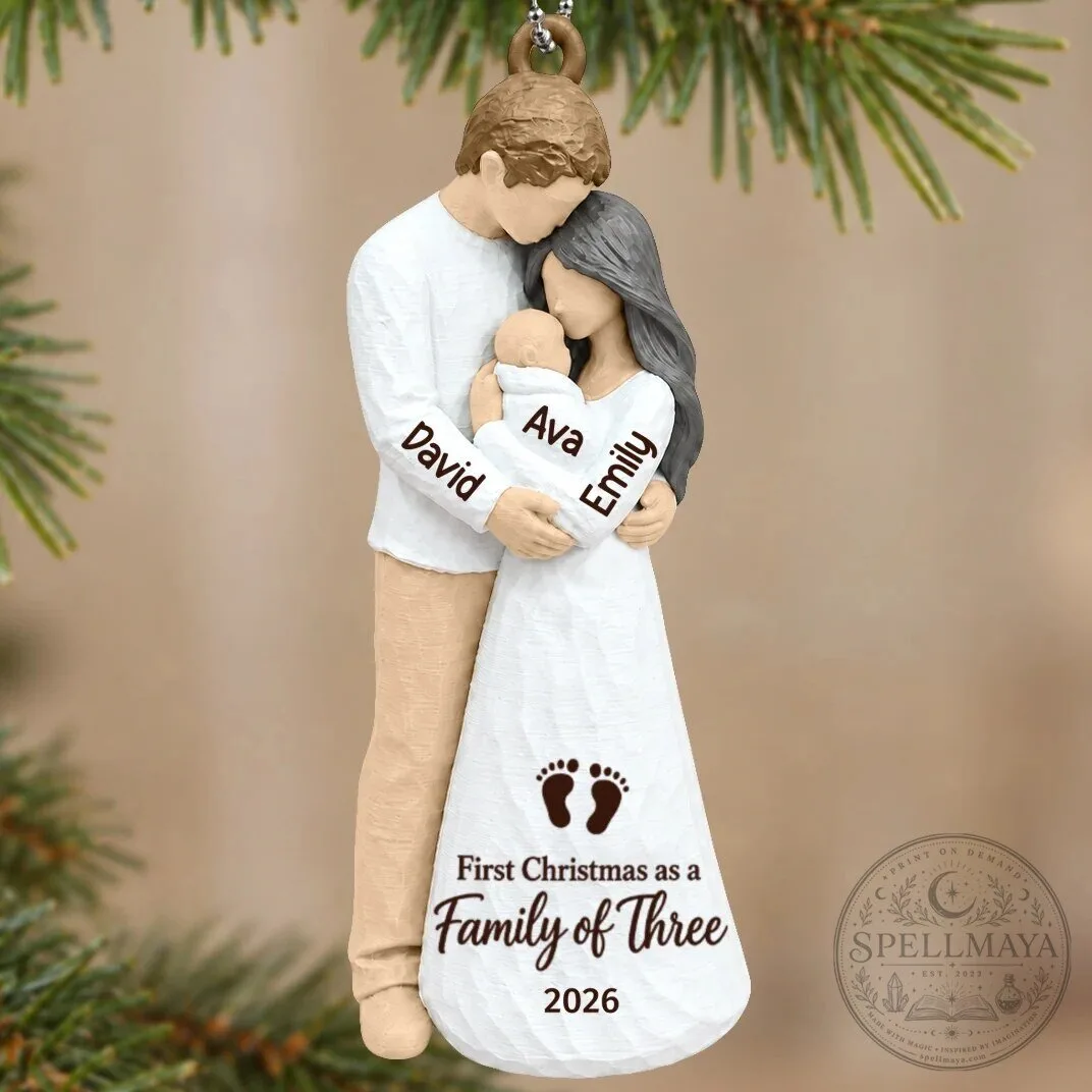 Personalized First Christmas As Family Of Three New Parents Holiday Ornament 49 Personalized First Christmas As Family Of Three New Parents Holiday Ornament