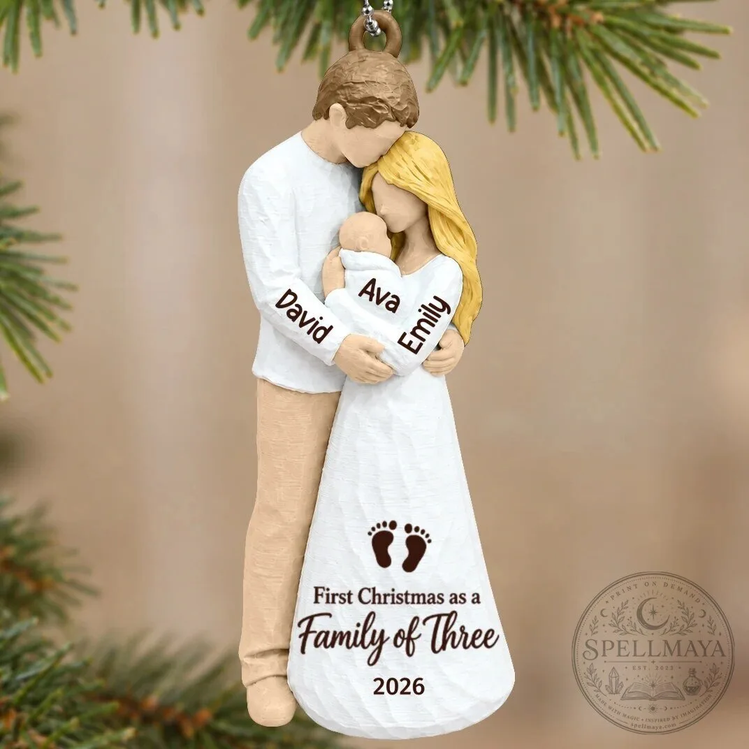 Personalized First Christmas As Family Of Three New Parents Holiday Ornament 50 Personalized First Christmas As Family Of Three New Parents Holiday Ornament