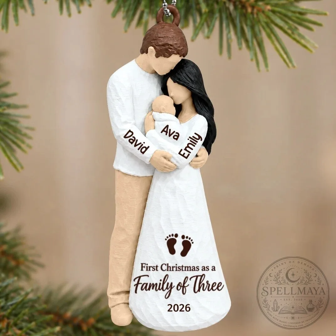 Personalized First Christmas As Family Of Three New Parents Holiday Ornament 51 Personalized First Christmas As Family Of Three New Parents Holiday Ornament