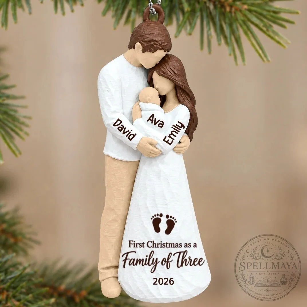 Personalized First Christmas As Family Of Three New Parents Holiday Ornament 53 Personalized First Christmas As Family Of Three New Parents Holiday Ornament