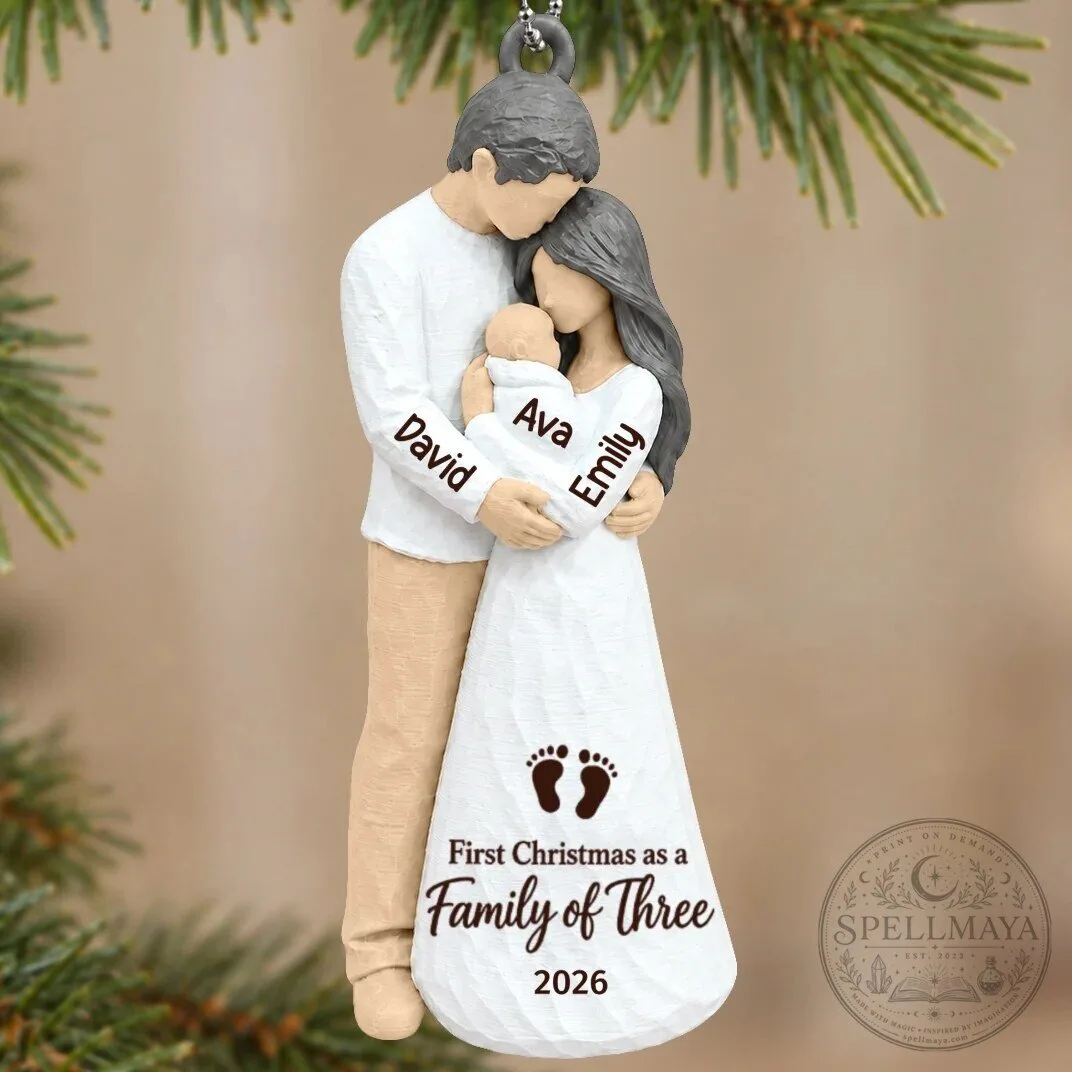 Personalized First Christmas As Family Of Three New Parents Holiday Ornament 59 Personalized First Christmas As Family Of Three New Parents Holiday Ornament