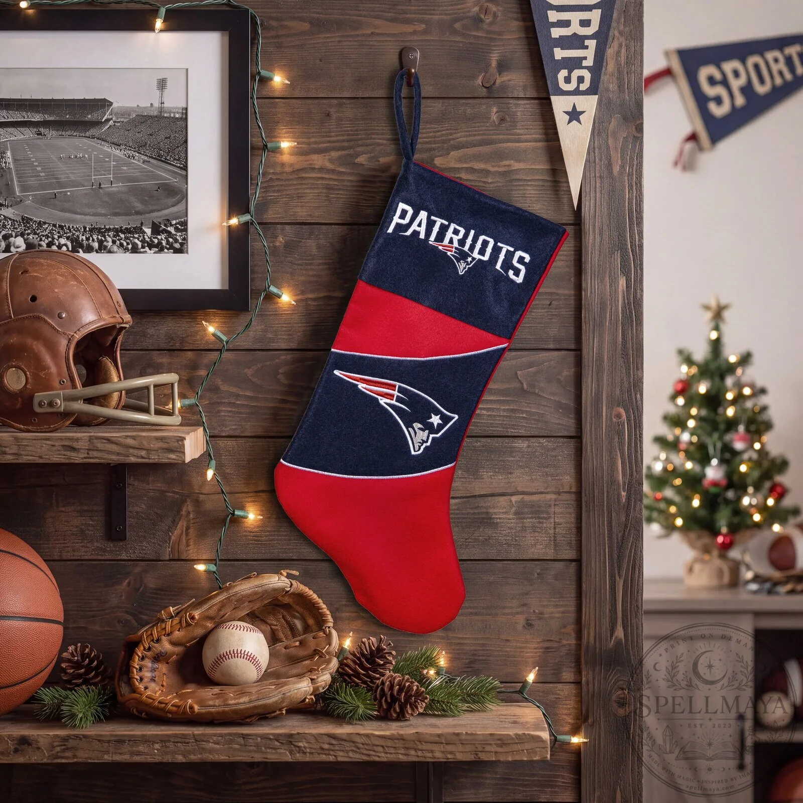New England Patriots NFL Football Team Logo Holiday Christmas Stocking