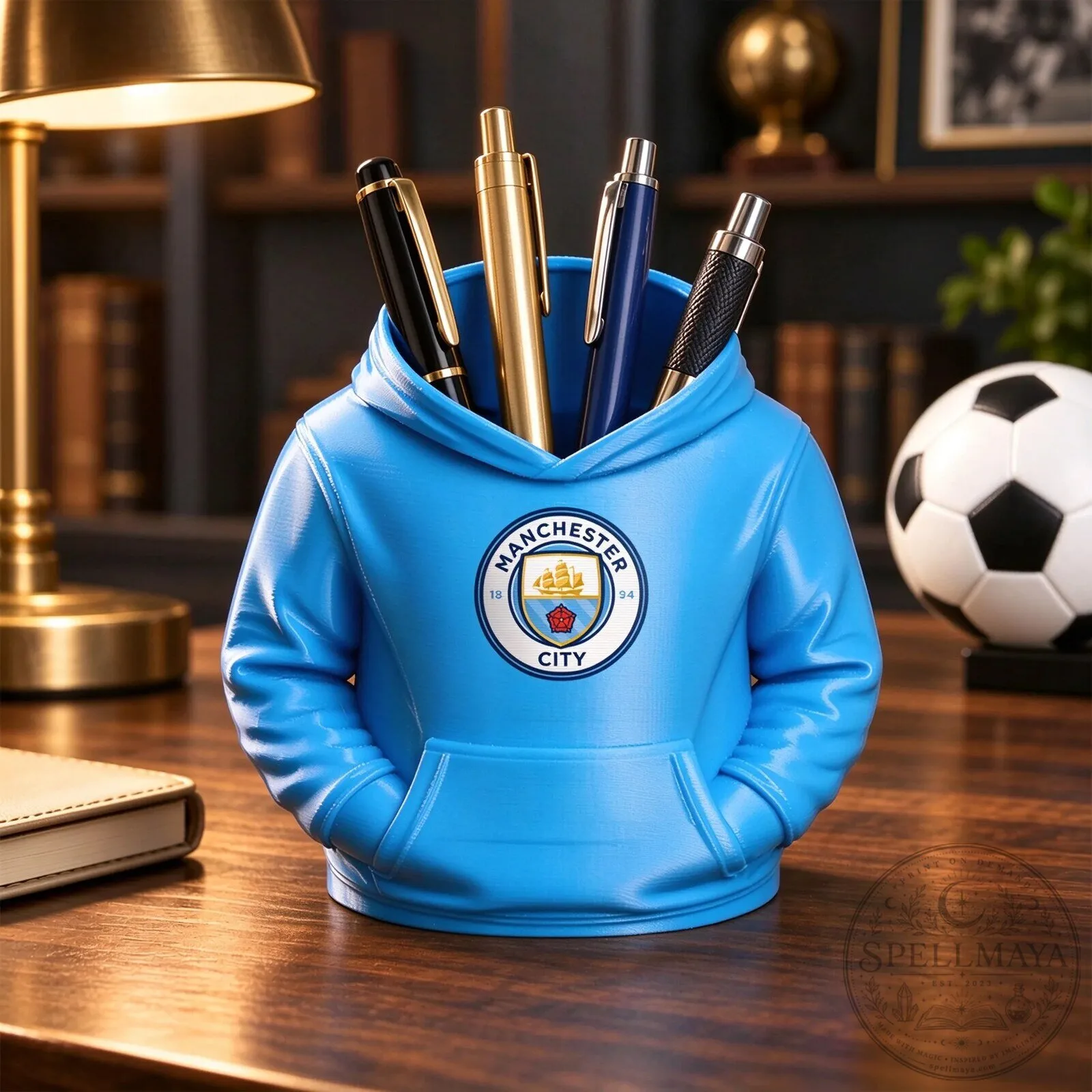Manchester City Football Fan Gift Hoodie Pen Holder Desk Organizer
