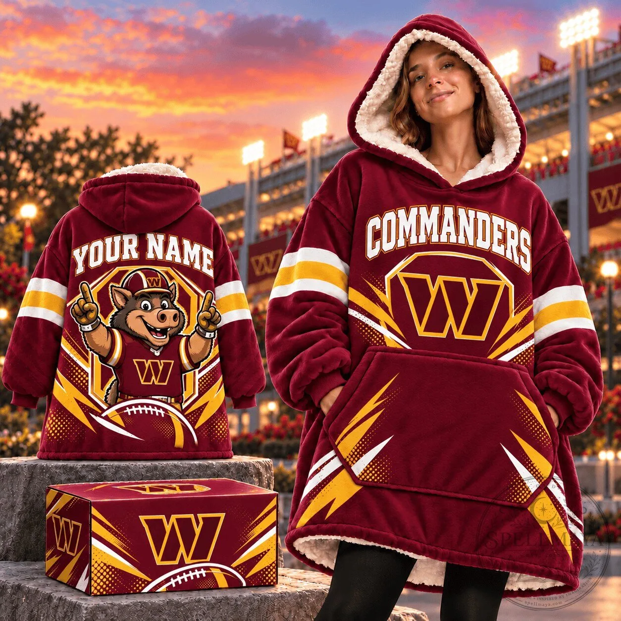 Washington Commanders NFL Oversized Wearable Blanket Hoodie with Custom Name 2 Washington Commanders NFL Oversized Wearable Blanket Hoodie with Custom Name