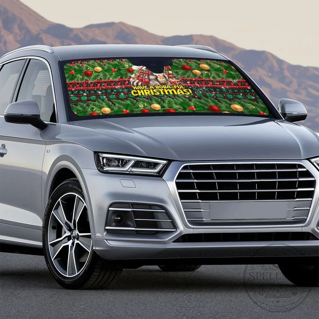 Funny Christmas Raccoon Drinking Boba Tea Car Sun Shade 7 Funny Christmas Raccoon Drinking Boba Tea Car Sun Shade