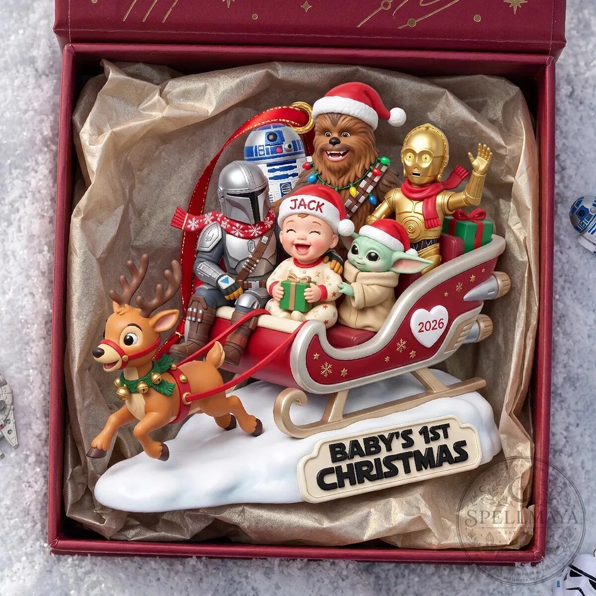 Star Wars Baby's First Christmas Personalized Sleigh Holiday Ornament 8 Star Wars Baby