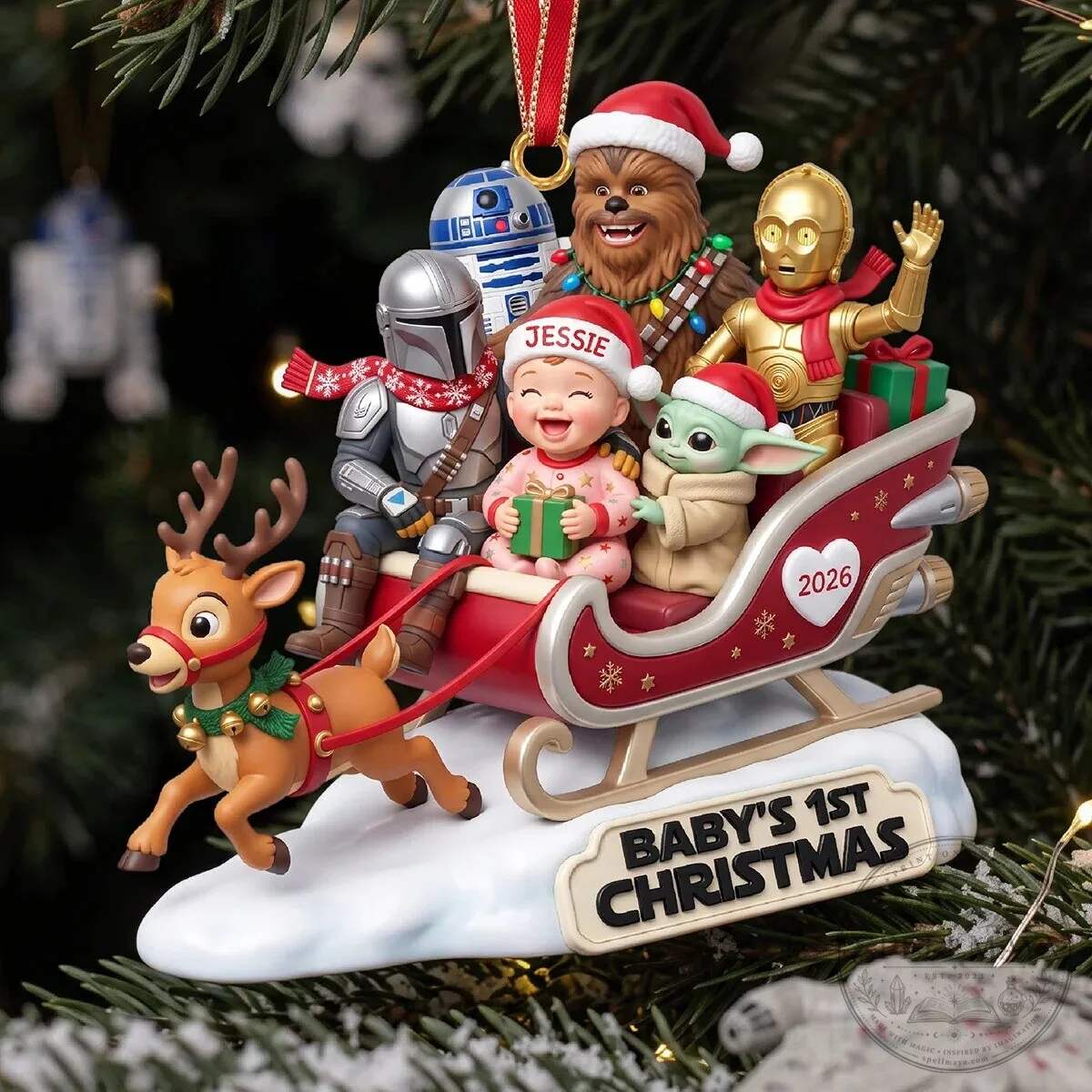 Star Wars Baby's First Christmas Personalized Sleigh Holiday Ornament 9 Star Wars Baby