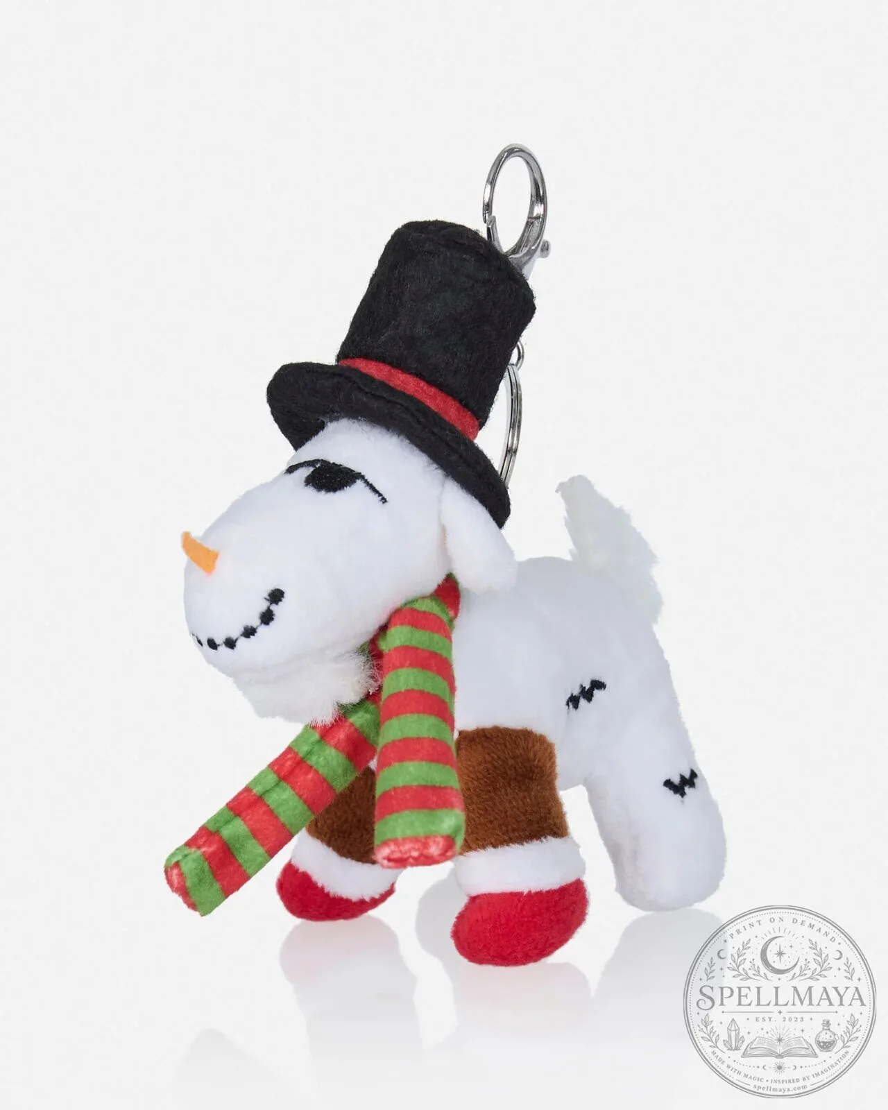 Snowman Dog Plush Keychain Christmas Bag Charm