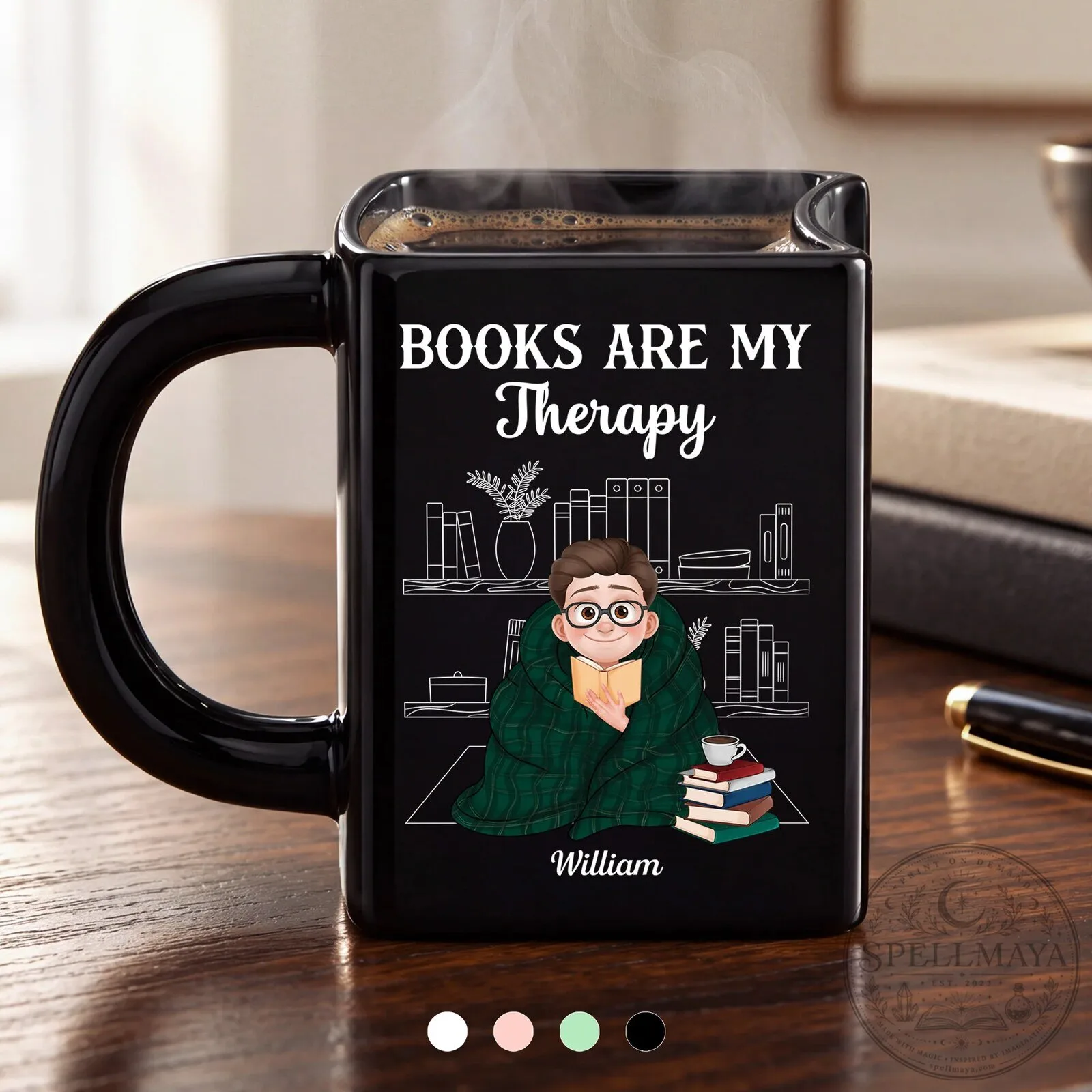 Personalized Book Lover Mug - Books Are My Therapy Reading Girl Coffee Cup 9 Personalized Book Lover Mug - Books Are My Therapy Reading Girl Coffee Cup
