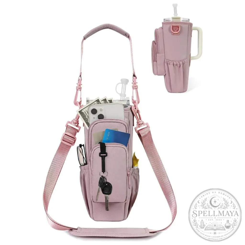 Insulated Tumbler Carrier Bag with Adjustable Strap and Pockets for Water Bottles Insulated Tumbler Carrier Bag with Adjustable Strap and Pockets for Water Bottles