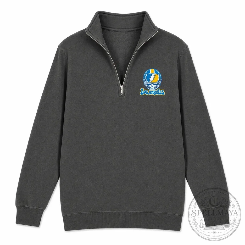 Los Angeles Chargers Grateful Dead Stealie Skull Quarter-Zip Sweatshirt Los Angeles Chargers Grateful Dead Stealie Skull Quarter-Zip Sweatshirt