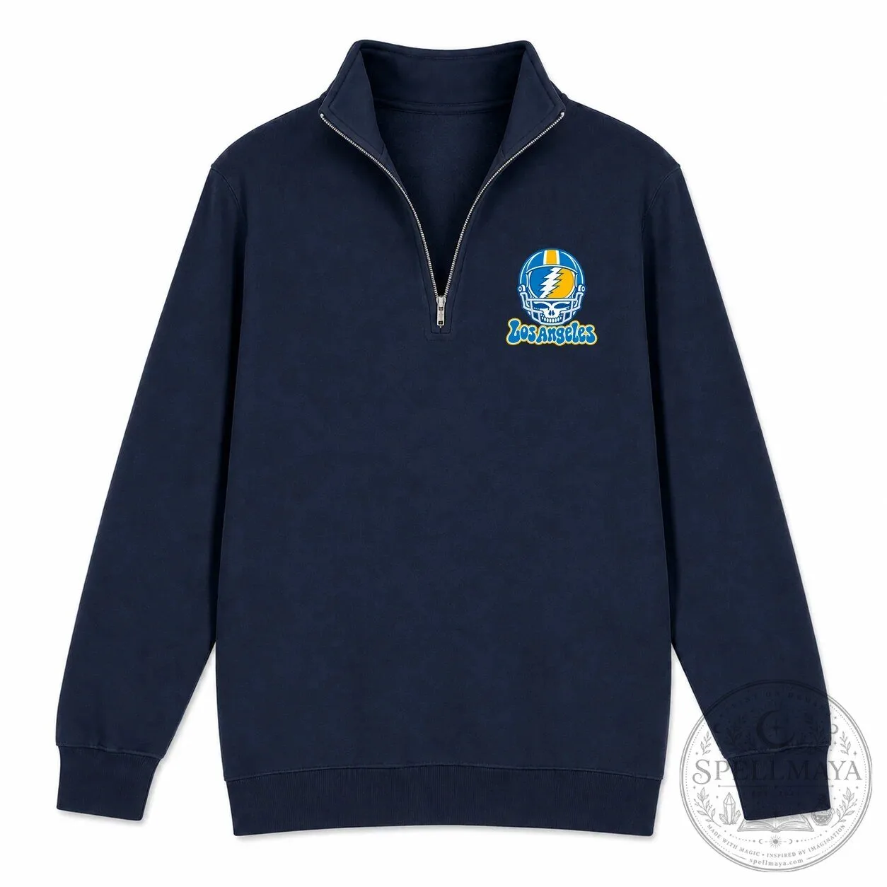 Los Angeles Chargers Grateful Dead Stealie Skull Quarter-Zip Sweatshirt 6 Los Angeles Chargers Grateful Dead Stealie Skull Quarter-Zip Sweatshirt