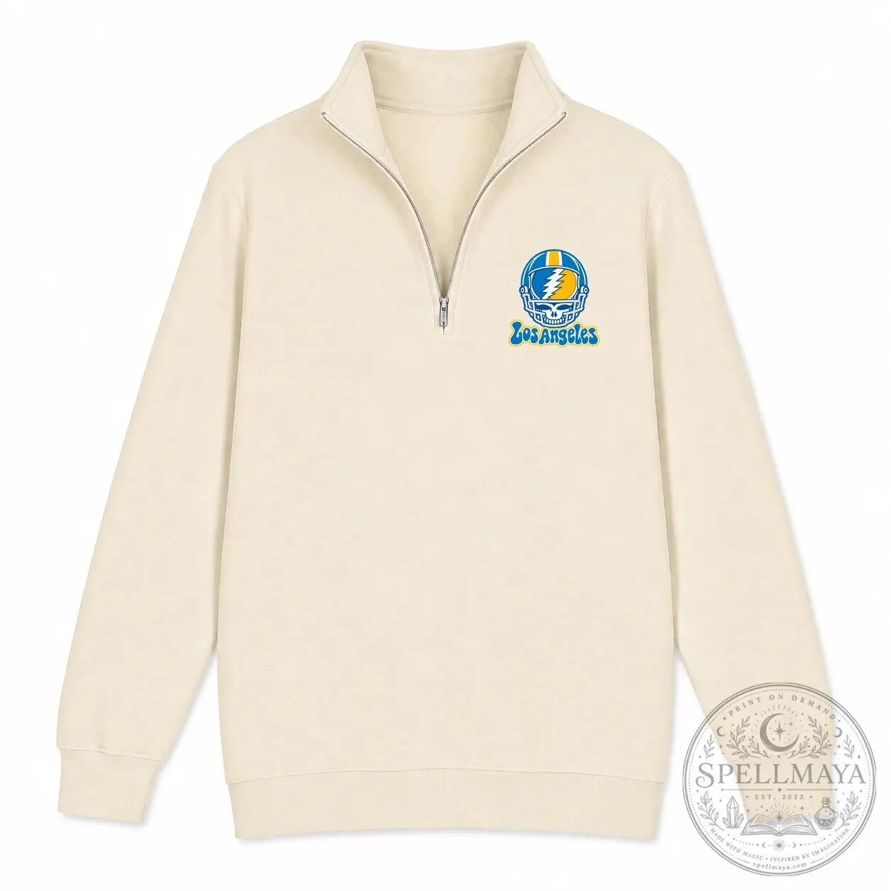 Los Angeles Chargers Grateful Dead Stealie Skull Quarter-Zip Sweatshirt 7 Los Angeles Chargers Grateful Dead Stealie Skull Quarter-Zip Sweatshirt