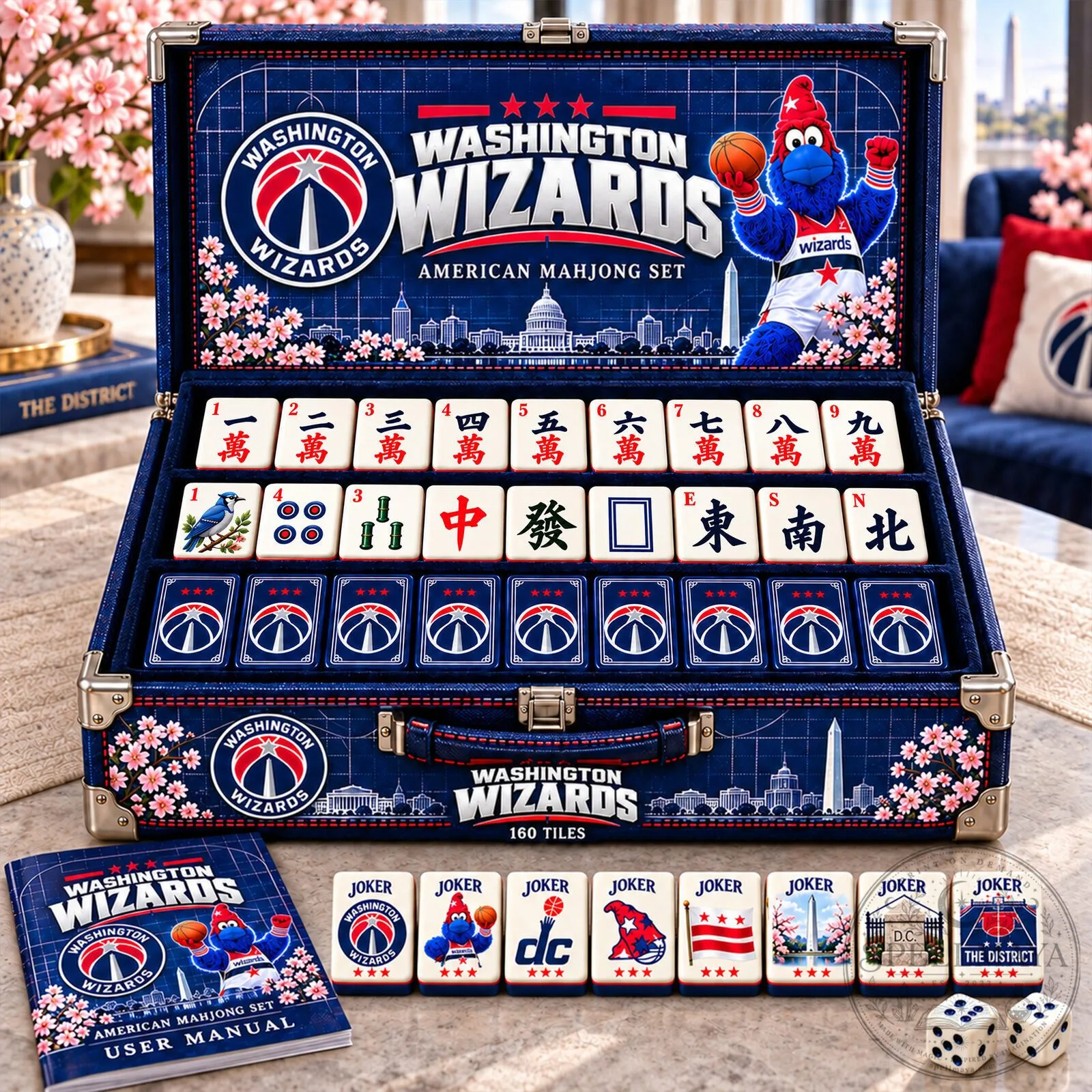 Washington Wizards American Mahjong Set with 160 Tiles and User Manual