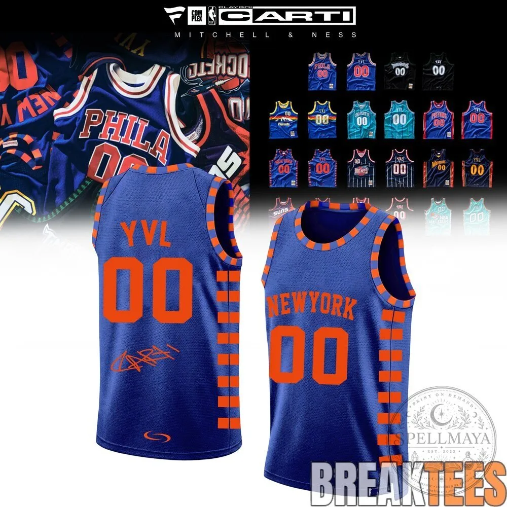 New York Knicks Playboi Carti Mitchell & Ness Basketball Jersey 3 New York Knicks Playboi Carti Mitchell & Ness Basketball Jersey