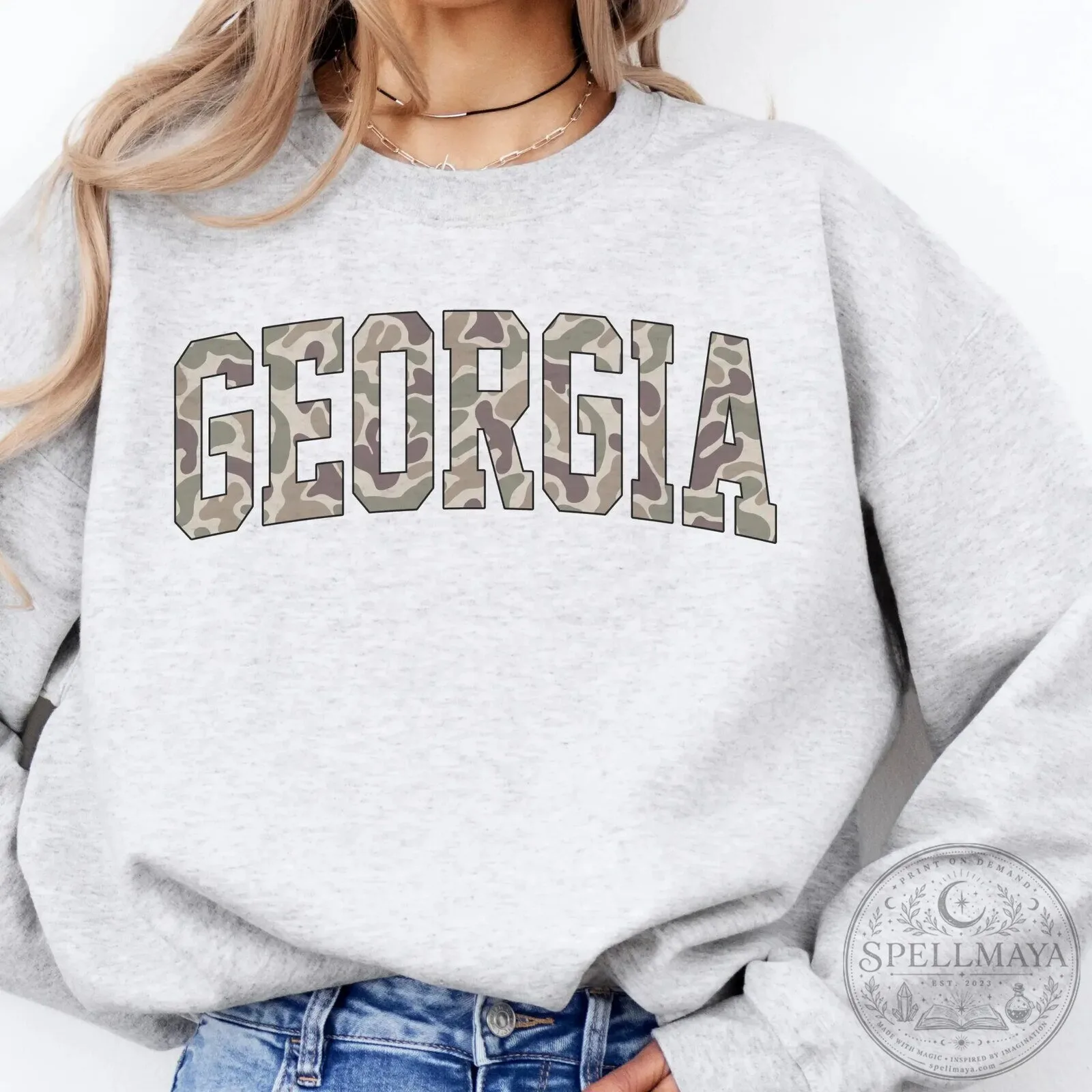College State Name Camouflage Retro Graphic Crewneck Sweatshirt 11 College State Name Camouflage Retro Graphic Crewneck Sweatshirt